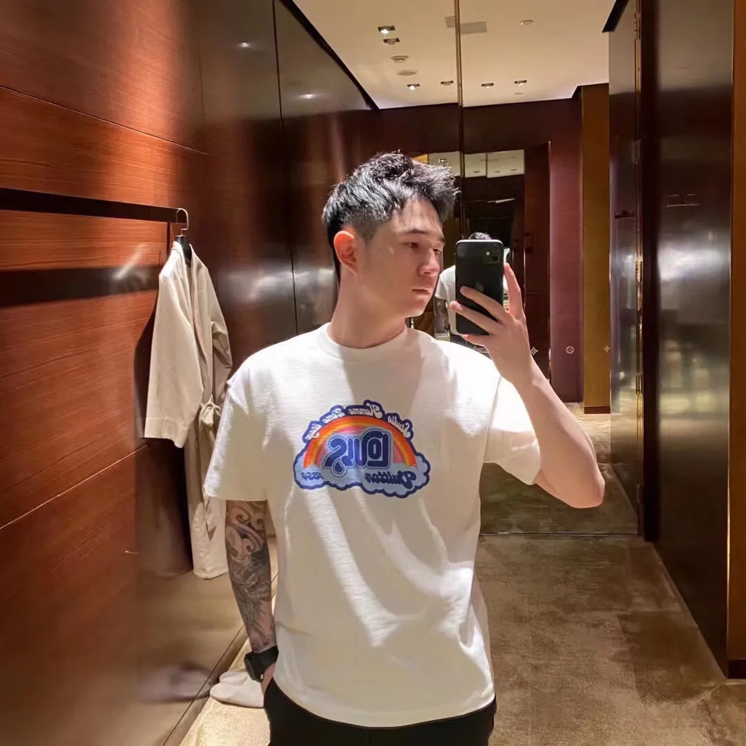 Louis Vuitton/Louis Vuitton rainbow letter print short sleeves